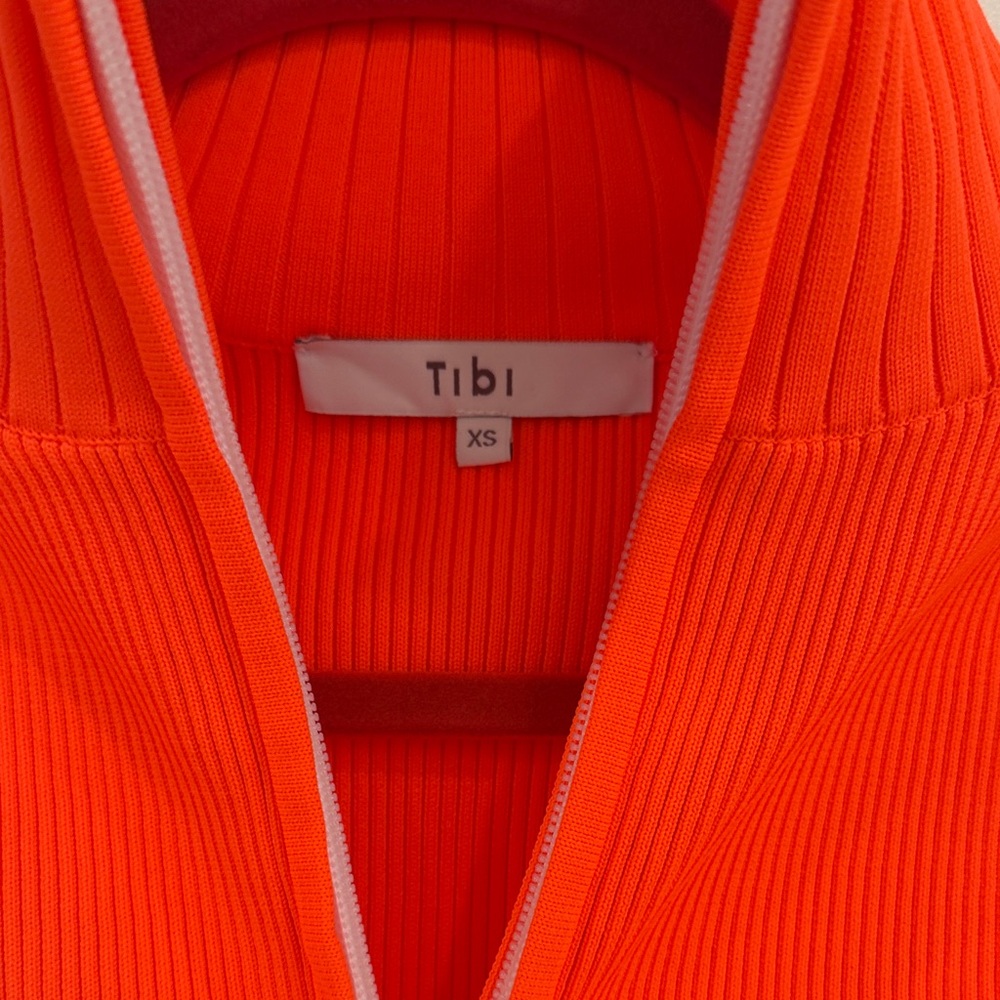 Tibi Neon Orange Ribbed Zip Jacket - Picture 7 of 14